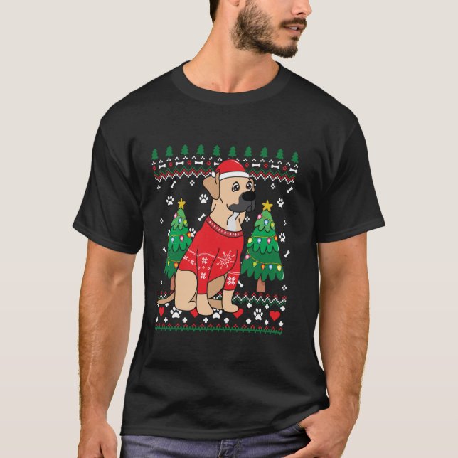 Camiseta Black Mouth Cur Árbol de ornamentos de Navidad Mam (Anverso)