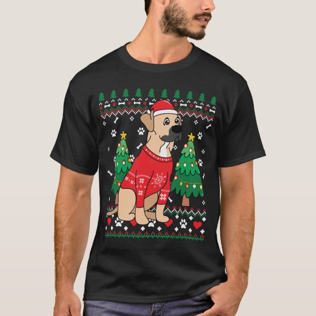 Camiseta Black Mouth Cur Christmas Ornament Tree Mom Dad (Anverso)
