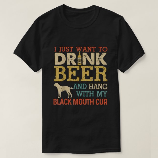 Camiseta Black Mouth Cur Dad Bebe Beer Beer Hang Con Perro  (Diseño del anverso)