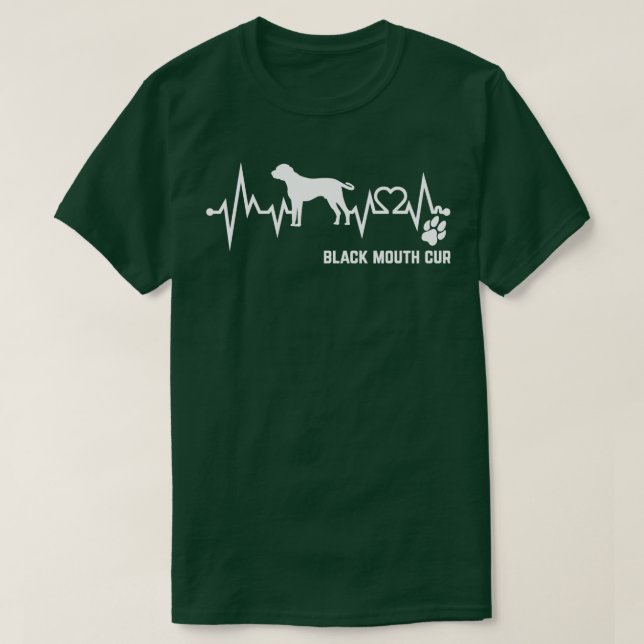 Camiseta Black Mouth Cur Dog Hearbeat (Diseño del anverso)