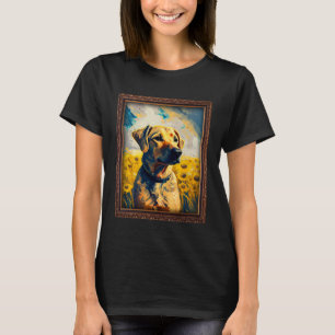 Camiseta Black Mouth Cur Pintura Flor de girasol Mamá Mujer