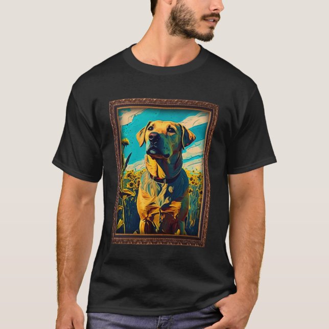Camiseta Black Mouth Cur Pintura Flor de girasol Mamá Mujer (Anverso)