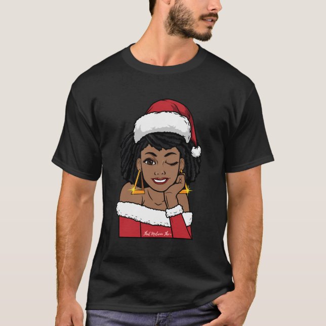 Camiseta Black Mrs Claus W Afro Winking African American Ch (Anverso)