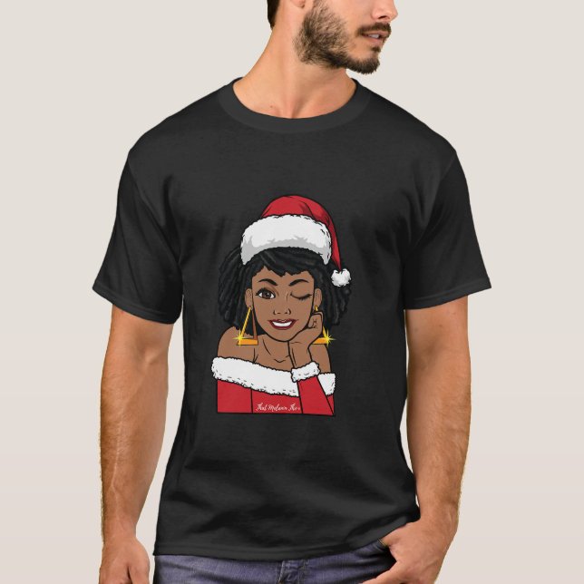 Camiseta Black Mrs Claus W Afro Winking African American Ch (Anverso)