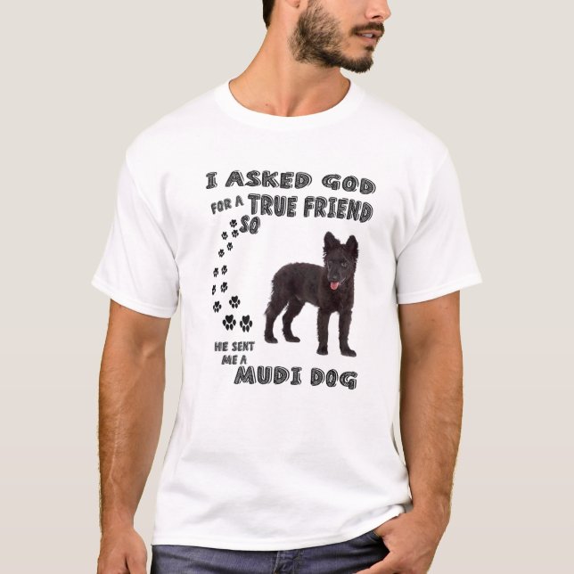 Camiseta Black Mudi Dog Cita A Mamá, Moody Dad Lover Costum (Anverso)