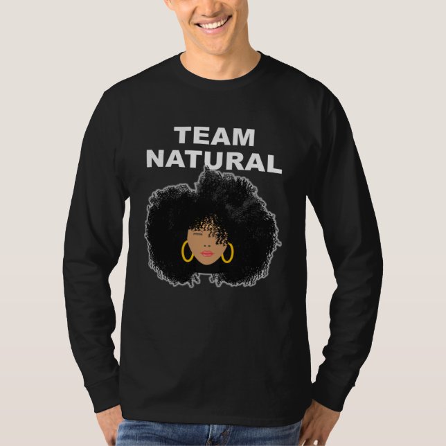 Camiseta Black Natural Hair Team Natural + Afro hair (Anverso)