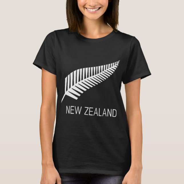 Camiseta Black New Zealand Fern Shirt Mens Black Proud Kiwi (Anverso)