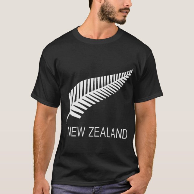 Camiseta Black New Zealand Fern Shirt Mens Black Proud Kiwi (Anverso)