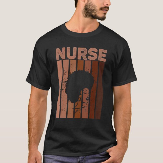 Camiseta Black Nurse Afro Melanin Black History African Ame (Anverso)