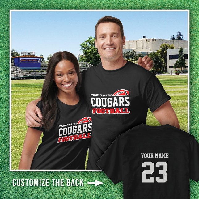 Camiseta BLACK OUT Tomball Jr. High Cougars nombre del fútb (Subido por el creador)