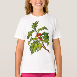 Camiseta Black Outline Art Of Christmas Holly Cut Out