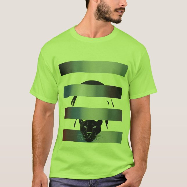 Camiseta Black Panther Peeking Through Stripes – Minimalist (Anverso)