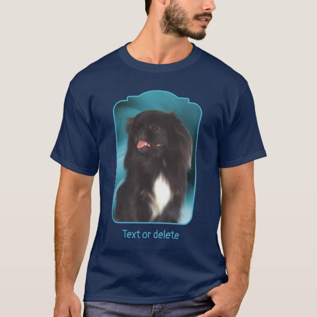 Camiseta Black Pekingese Blue Swirls Dog Art  (Anverso)