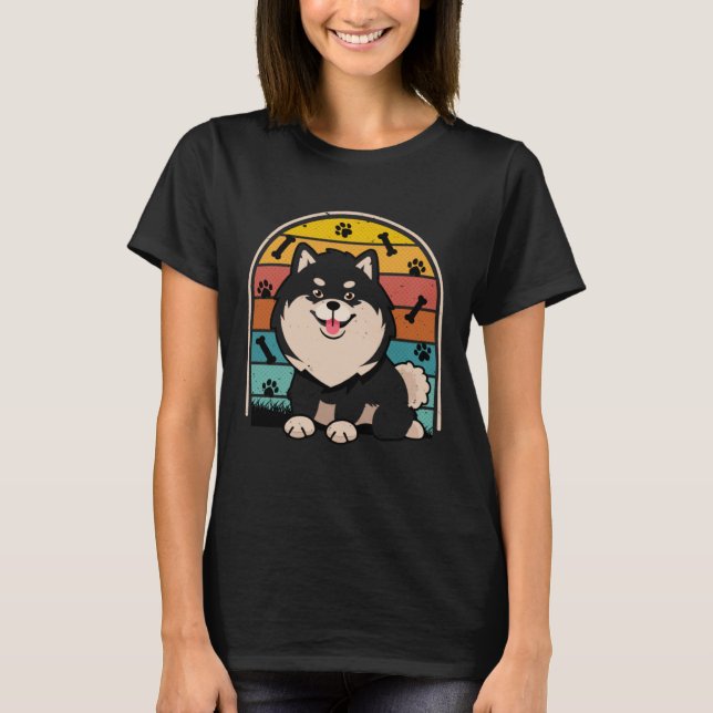 Camiseta Black Pomeranian Retro Pom Mom Dog Dad Pomeranian  (Anverso)