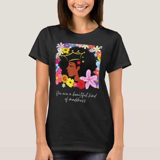 Camiseta Black Power Chica Magic Afro Queen Black Prige Flo (Anverso)