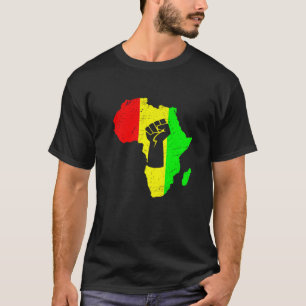 Camiseta Black Power Fist Africa Map Black Le Inspirador
