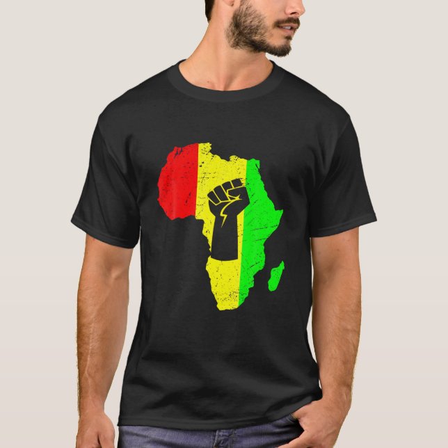 Camiseta Black Power Fist Africa Map Black Le Inspirador (Anverso)