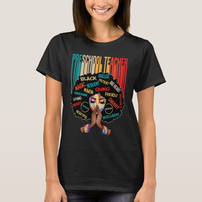 Camiseta Black Preschool Teacher Afro Melanin African Ameri (Anverso)