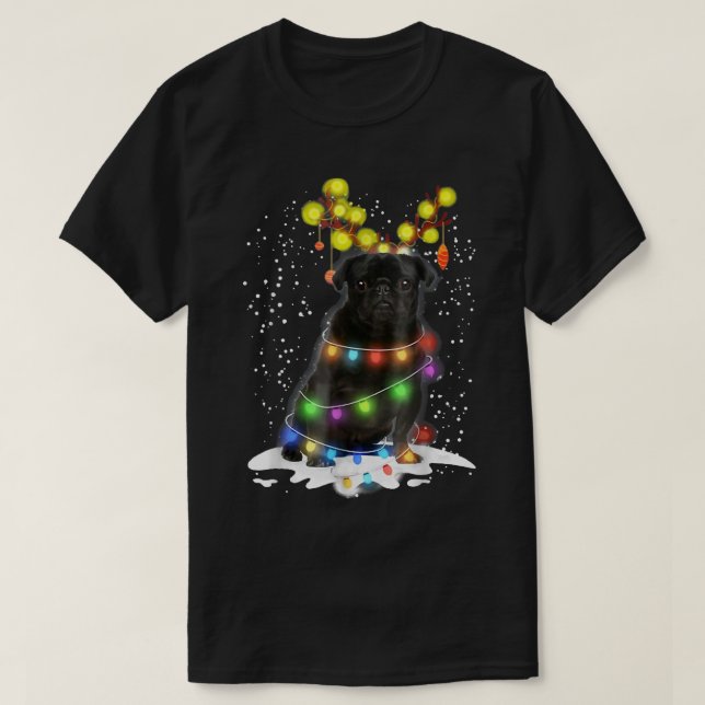 Camiseta Black Pug Blinker Nice Dog Navidades Pug Christma (Diseño del anverso)