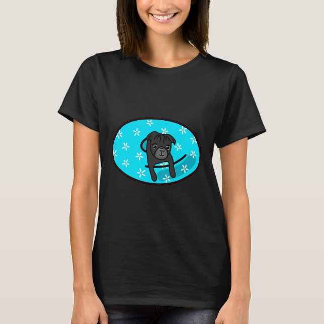 Camiseta Black Pug en Blue Inner Tube Classic T-Shirt 818 (Anverso)