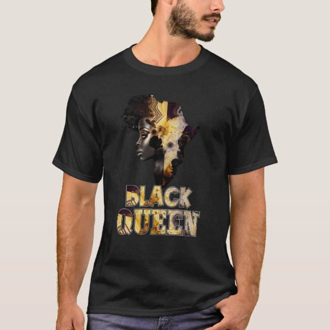 Camiseta Black Queen Afro Melanin African Women Black Histo (Anverso)