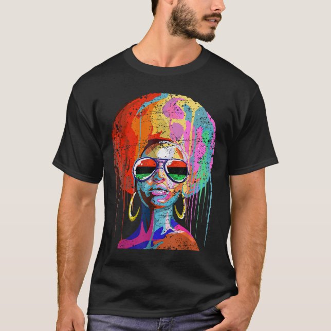 Camiseta Black Queen Afro Melanin Art (Anverso)