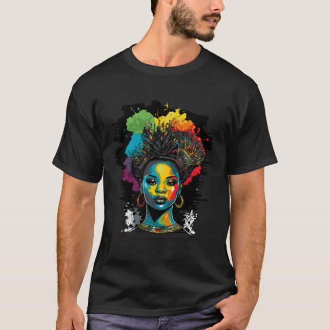 Camiseta Black Queen Afro Melanin Dripping Black History Mo (Anverso)