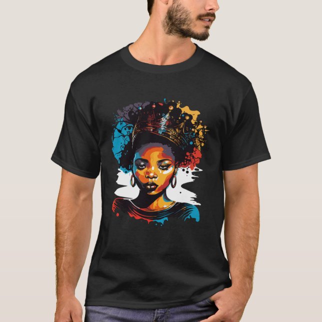 Camiseta Black Queen Afro Melanin Dripping Black History Mo (Anverso)