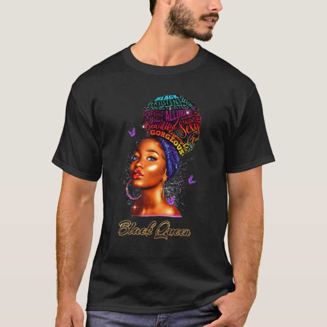 Camiseta Black Queen Black Woman Afro Natural Hair African  (Anverso)