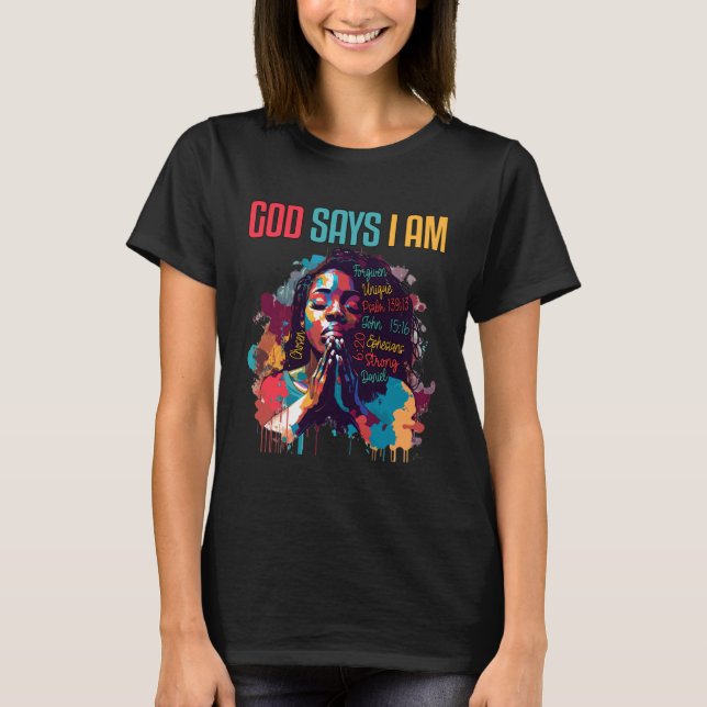 Camiseta Black Queen God Says Am I Black Melanin History Mo (Anverso)
