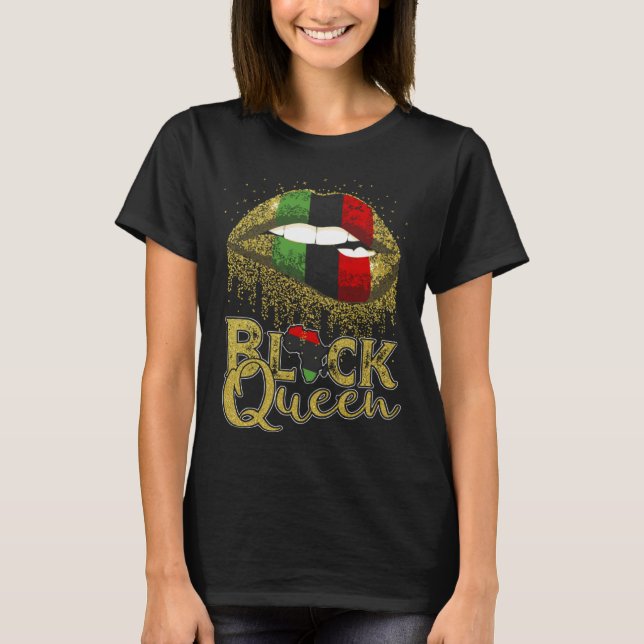 Camiseta Black Queen Lips  Red Green African American Flag (Anverso)