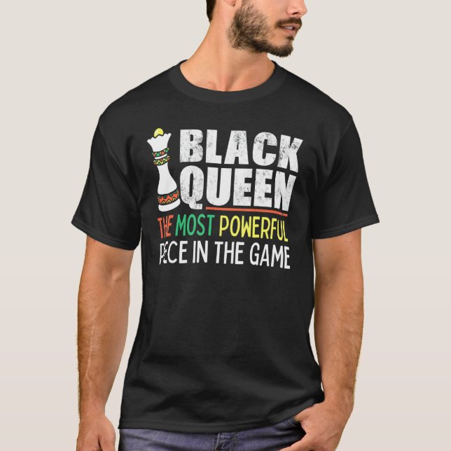 Camiseta Black Queen Most Powerful Chess African American (Anverso)
