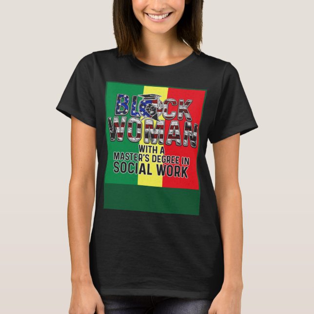 Camiseta Black Queen MSW Social Work Flag Masters Graduatio (Anverso)