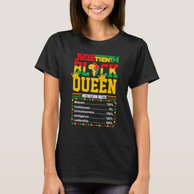 Camiseta Black Queen Nutrition Facts Black History Month Bl (Anverso)