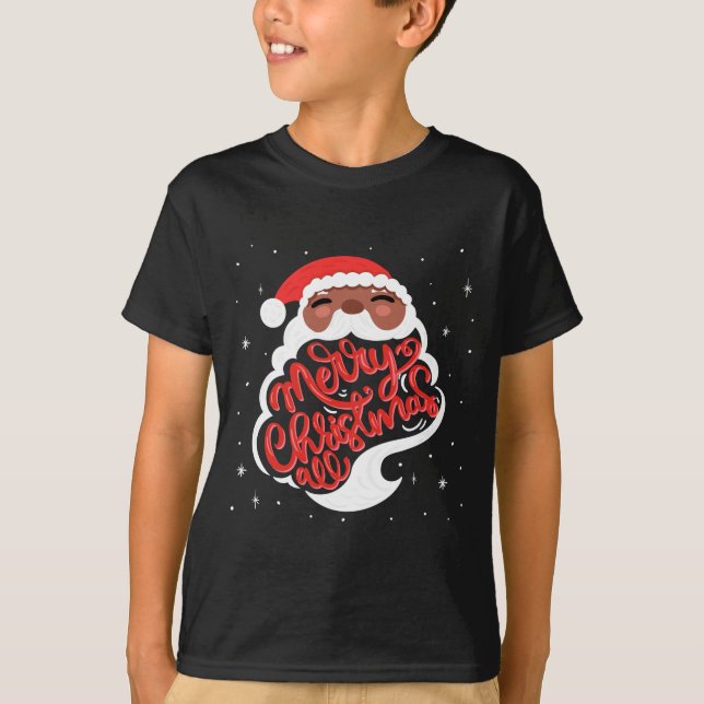 Camiseta Black Santa Merry Christmas All Toddler T Shirt  (Anverso)