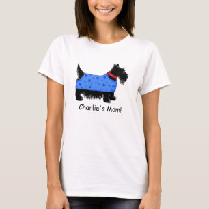 Camiseta Black Scottie Terrier Dog Blue Name Personalizado