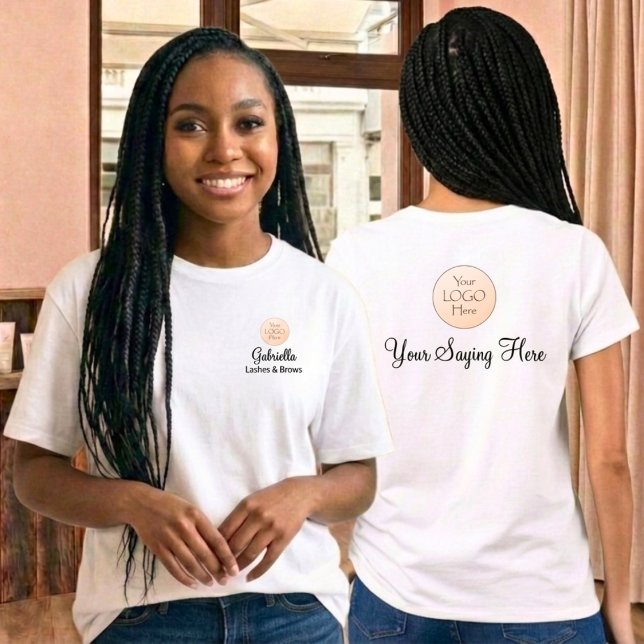 Camiseta Black Script Employee Name Business Logo Lashes (Subido por el creador)