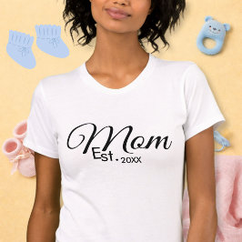 Camiseta Black Script Mom Established New Mom Gift