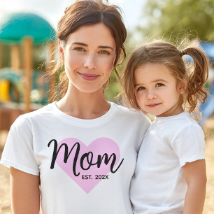 Camiseta Black Script Pink Heart Establecido Fecha Mamá Neg