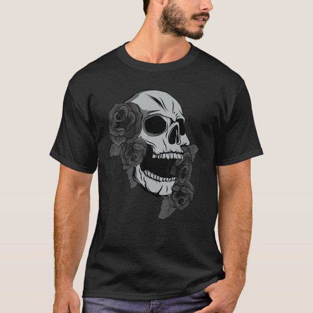 Camiseta Black Skull Roses Dark Magic Viking Aesthetic Goth (Anverso)