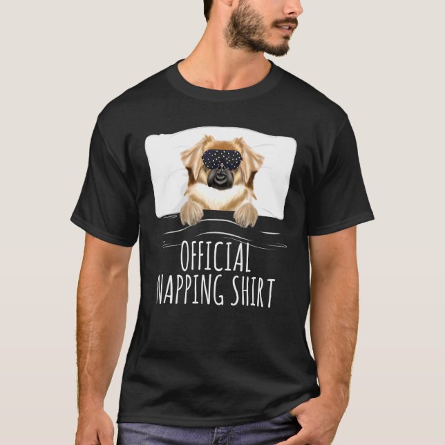 Camiseta Black Sleep Mask Tibetan Spaniel Official Napping (Anverso)