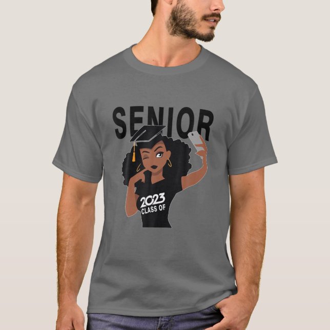 Camiseta Black Smart Afro American Senior,Clase De 2023 Sen (Anverso)