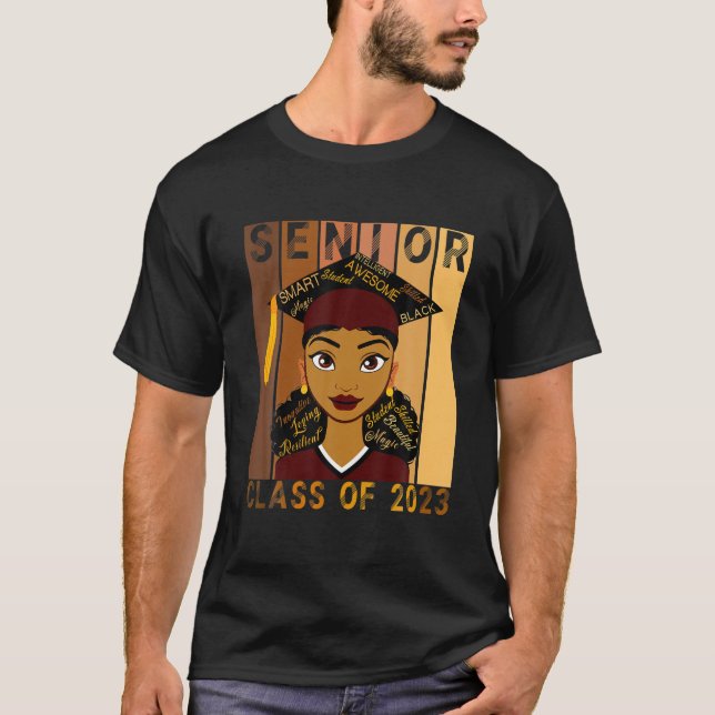 Camiseta Black Smart Afro American Senior,Class Of 2023 Sen (Anverso)