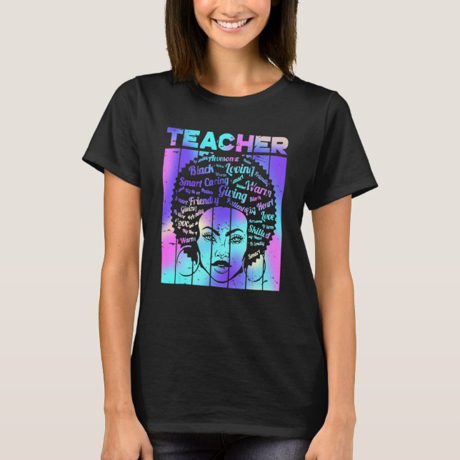 Camiseta Black Smart Teacher Afro Love Melanin African Amer (Anverso)