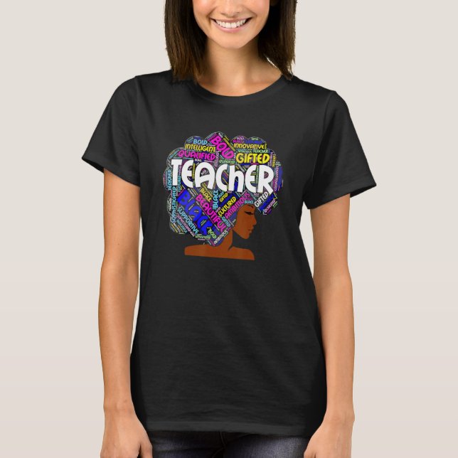 Camiseta Black Smart Teacher Afro Love Melanin African Amer (Anverso)