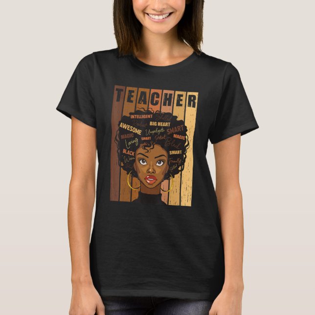 Camiseta Black Smart Teacher Afro Love Melanin African Amer (Anverso)