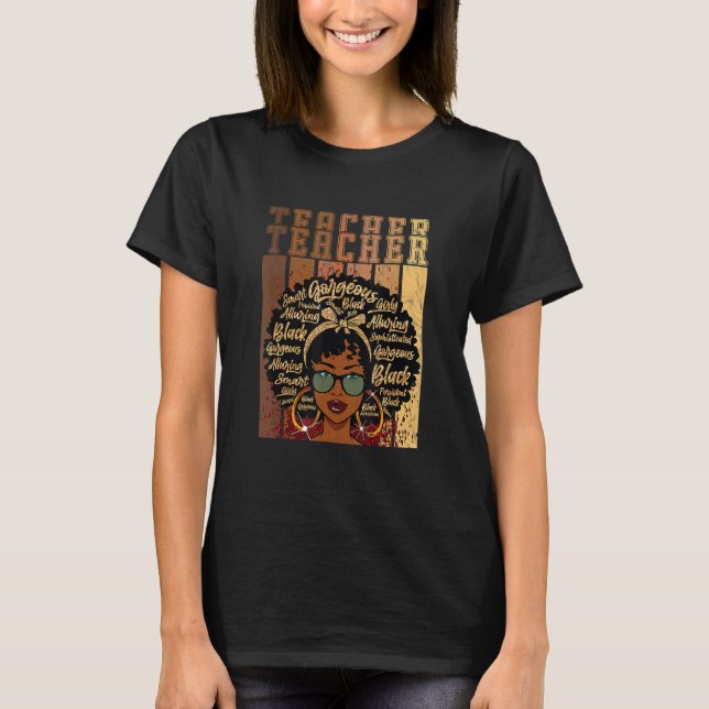 Camiseta Black Smart Teacher Afro Love Melanin African Amer (Anverso)