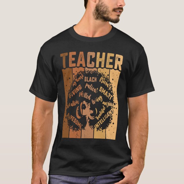 Camiseta Black Smart Teacher Afro Love Melanin African Amer (Anverso)