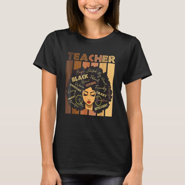 Camiseta Black Smart Teacher Afro Love Melanin African Amer (Anverso)