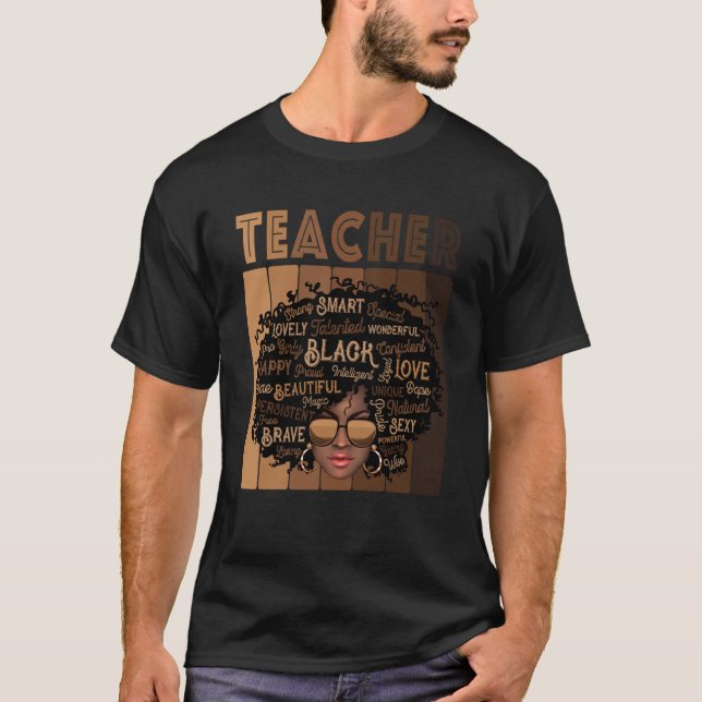 Camiseta Black Smart Teacher Afro Love Melanin African Amer (Anverso)